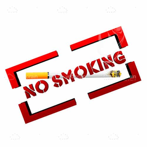 No Smoking Sign with Cigarette and Red Stamp